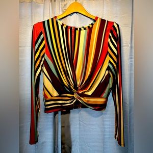 Beautiful Cropped Multicolor Polyester Shirt